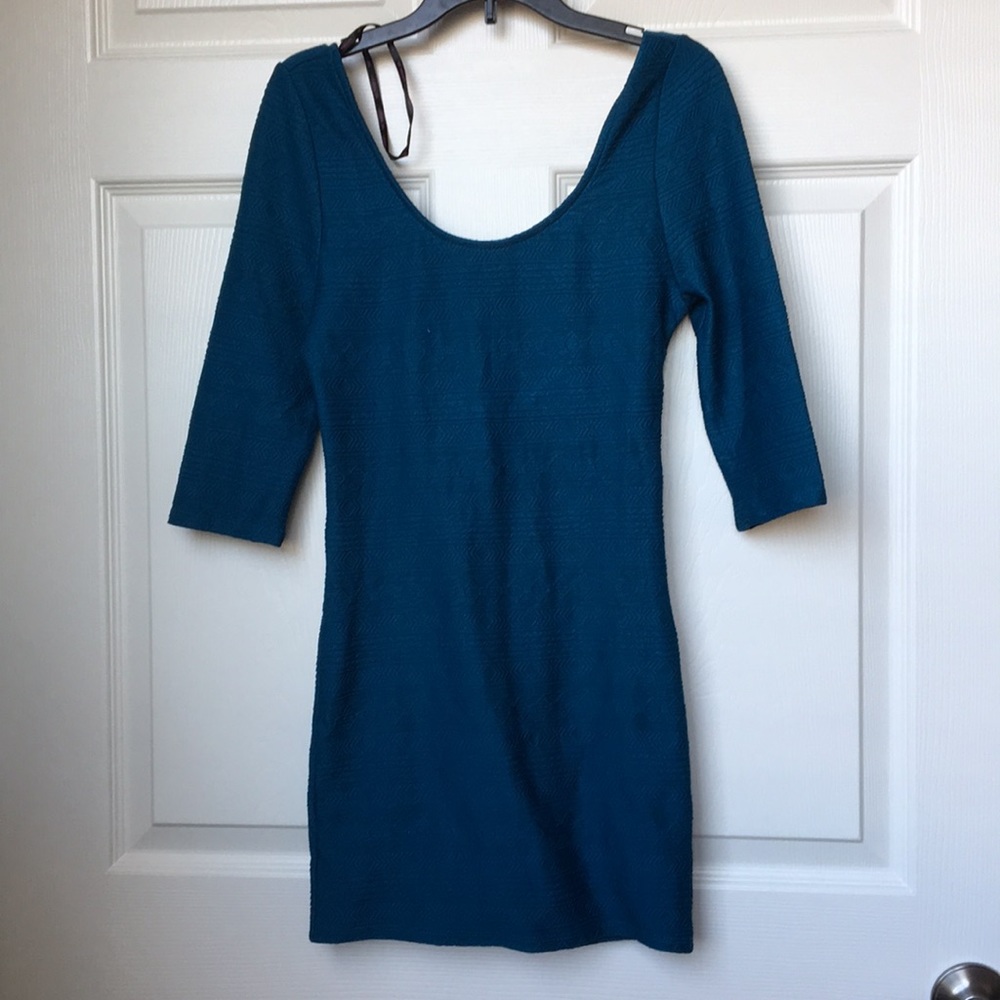 Aztec strappy blue body-con dress